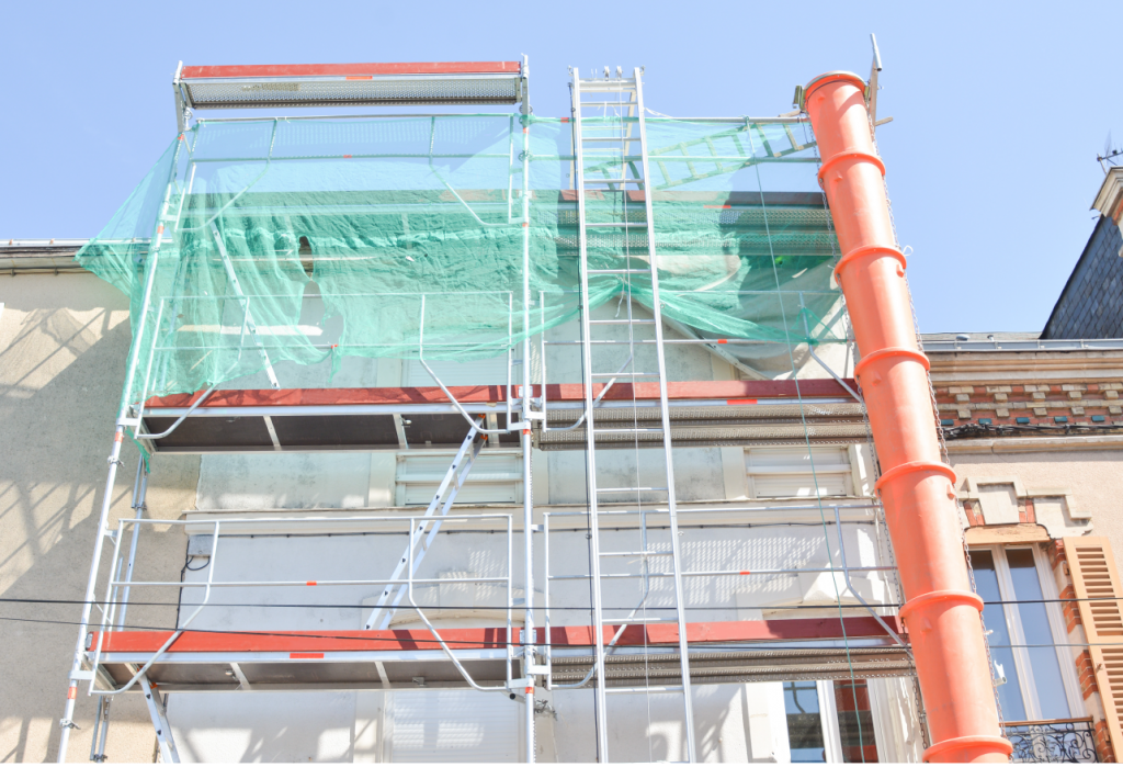 Erected scaffolding